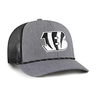 Men's '47 Heather Charcoal Cincinnati Bengals Carbon Rope Trucker Adjustable Hat