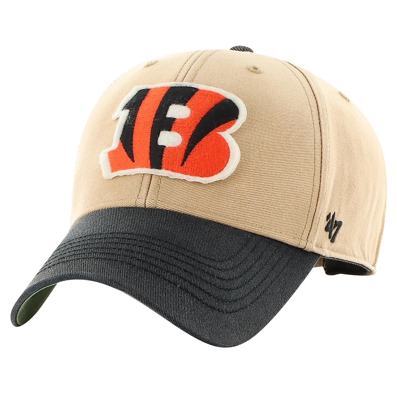 Men's '47 Khaki/Black Cincinnati Bengals Dusted Sedgwick MVP Adjustable Hat
