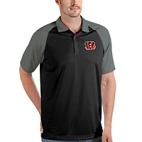 Men's Antigua Black/Steel Cincinnati Bengals Nova Polo
