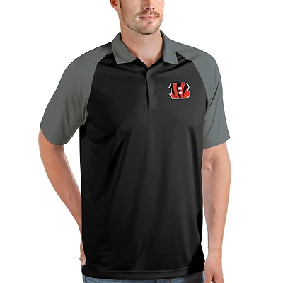 Men's Antigua Black/Steel Cincinnati Bengals Nova Polo