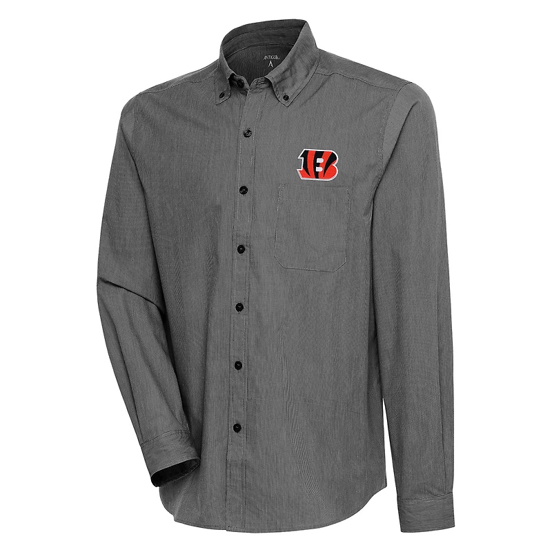 Chemise boutonnée à manches longues et trois couches de compression pour homme Antigua, noir/blanc, des Bengals Cincinnati