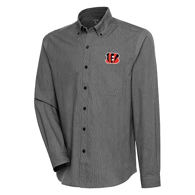 Chemise boutonnée à manches longues et trois couches de compression pour homme Antigua, noir/blanc, des Bengals Cincinnati