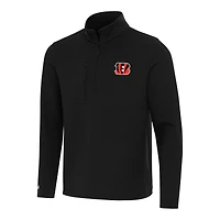 Men's Antigua Black Cincinnati Bengals Insider Quarter-Zip Pullover Top