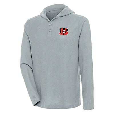 T-shirt à capuche Henley manches longues et pour homme, gris Antigua, des Bengals de Cincinnati.