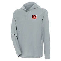 T-shirt à capuche Henley manches longues et pour homme, gris Antigua, des Bengals de Cincinnati.