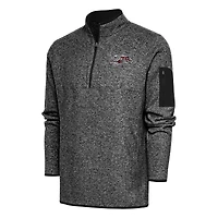 Men's Antigua Heather Black Cincinnati Bengals Throwback Fortune Quarter-Zip Pullover Jacket