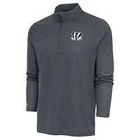 Pull à capuche zippé quart de tour pour homme, couleur anthracite chiné, logo métallique des Bengals Cincinnati