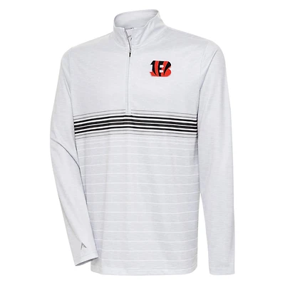 Men's Antigua Heather Gray/Black Cincinnati Bengals Bullseye Quarter-Zip Pullover Top