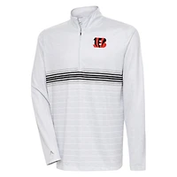 Men's Antigua Heather Gray/Black Cincinnati Bengals Bullseye Quarter-Zip Pullover Top