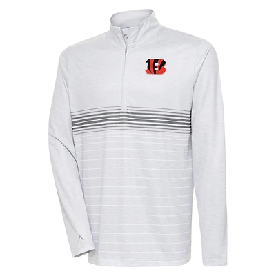 Men's Antigua Heather Gray/Steel Cincinnati Bengals Bullseye Quarter-Zip Pullover Top