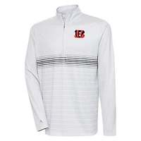 Men's Antigua Heather Gray/Steel Cincinnati Bengals Bullseye Quarter-Zip Pullover Top