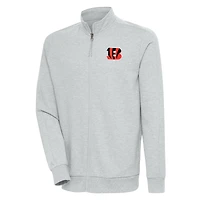Veste zippée intégrale Antigua Heather Grey Cincinnati Bengals Action pour homme