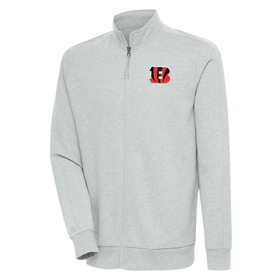 Veste zippée intégrale Antigua Heather Grey Cincinnati Bengals Action pour homme