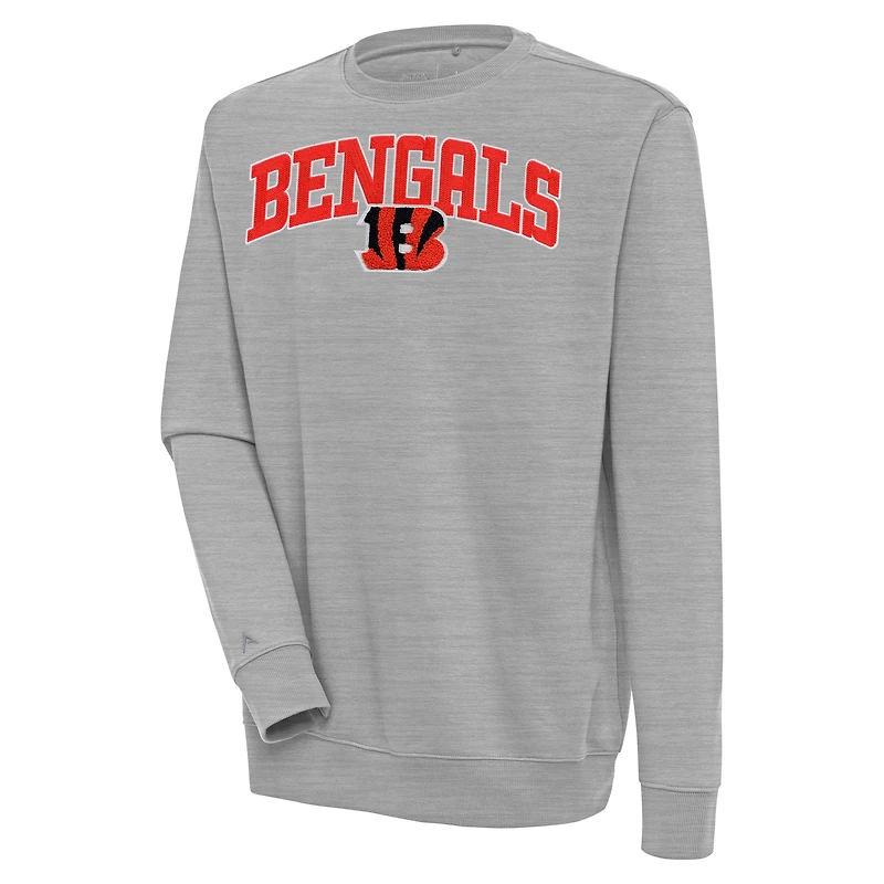 Sweat-shirt en chenille Victory Antigua Heather Grey pour homme des Bengals de Cincinnati