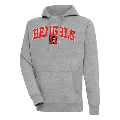 Men's Antigua  Heather Gray Cincinnati Bengals Victory Pullover Hoodie