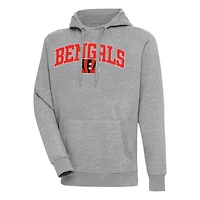 Men's Antigua  Heather Gray Cincinnati Bengals Victory Pullover Hoodie