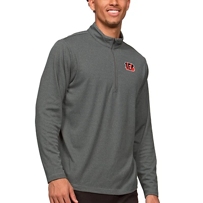 Pull-over zippé Epic Antigua Heathered Anthracite pour homme des Bengals de Cincinnati