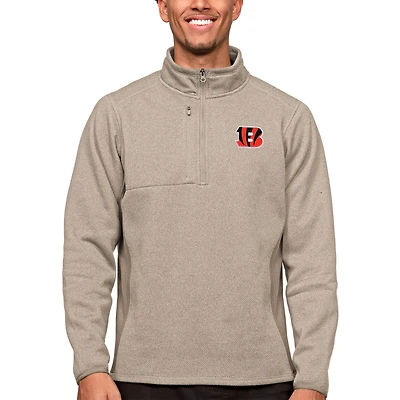 Pull-over à fermeture éclair quart de tour pour homme, motif Antigua Oatmeal des Bengals Cincinnati