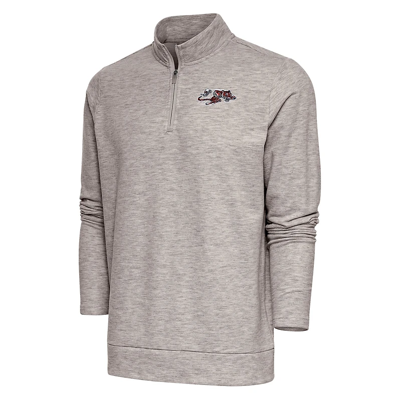 Pull-over à fermeture éclair quart de tour Gambit rétro pour homme avec logo l'équipe des Bengals Cincinnati, motif Antigua Oatmeal