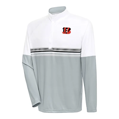 Men's Antigua White/Black Cincinnati Bengals Bender Quarter-Zip Pullover Top