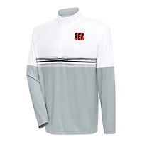 Men's Antigua White/Black Cincinnati Bengals Bender Quarter-Zip Pullover Top