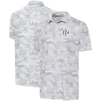 Men's Antigua White Cincinnati Bengals Anthracite Logo Collide Polo