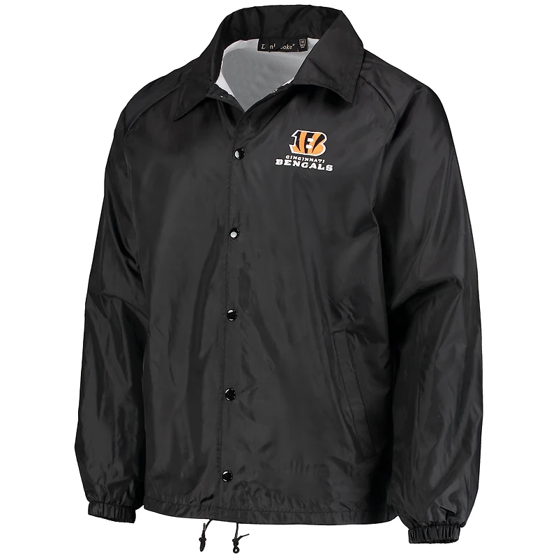Men's Black Cincinnati Bengals Coaches Classic Raglan Full-Snap Windbreaker Jacket