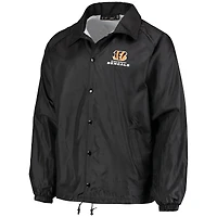 Men's Black Cincinnati Bengals Coaches Classic Raglan Full-Snap Windbreaker Jacket