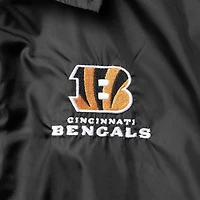 Men's Black Cincinnati Bengals Coaches Classic Raglan Full-Snap Windbreaker Jacket