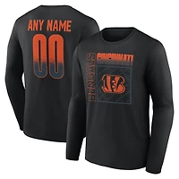 T-shirt à manches longues noir pour homme des Bengals de Cincinnati, personnalisé avec nom et numéro, domicile