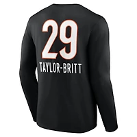 Men's Cam Taylor-Britt Black Cincinnati Bengals Team Wordmark Name & Number Long Sleeve T-Shirt