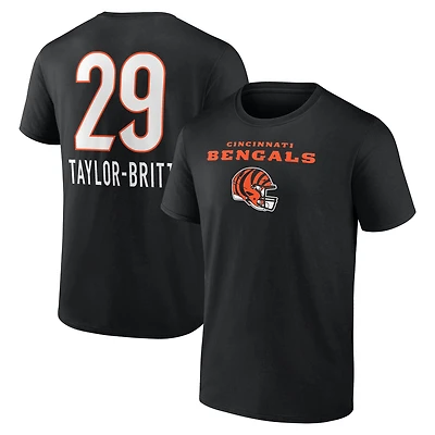 Men's Cam Taylor-Britt Black Cincinnati Bengals Team Wordmark Name & Number T-Shirt