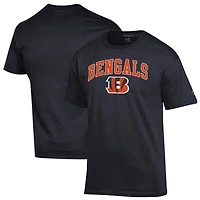 T-shirt Champion noir pour homme avec logo Arch Over des Bengals de Cincinnati