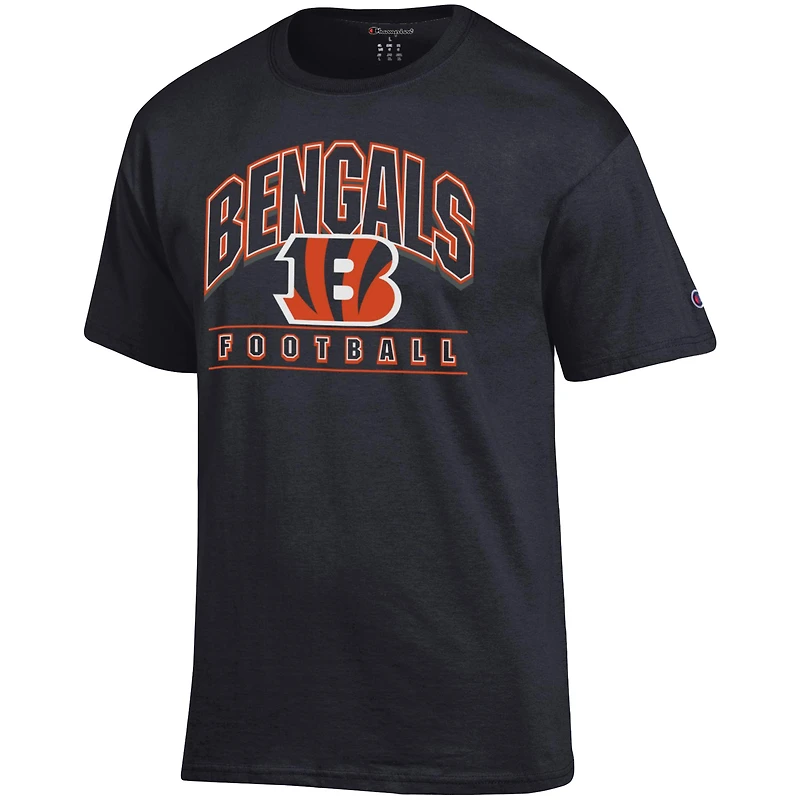 T-shirt de football américain Champion noir des Bengals Cincinnati pour homme
