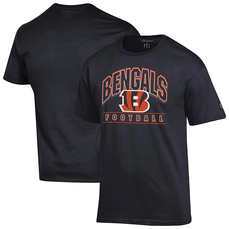 T-shirt de football américain Champion noir des Bengals Cincinnati pour homme