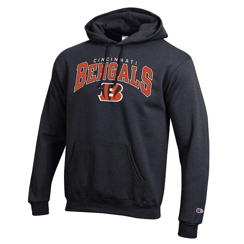 Men's Champion Black Cincinnati Bengals Powerblend Arch over Logo Hoodie