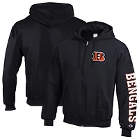 Men's Champion  Black Cincinnati Bengals Powerblend Fleece Full-Zip Hoodie