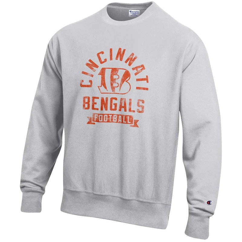 Sweat-shirt en molleton à tissage inversé Champion Heather Grey pour homme des Bengals de Cincinnati