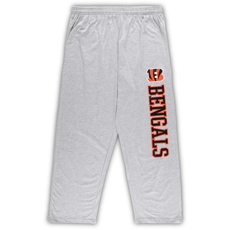 Concepts pour homme Noir/gris chiné Sport Cincinnati Bengals Big & Tall T-shirt et pantalon Ensemble de nuit