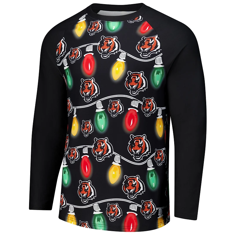 Ensemble haut à manches longues et pantalon en tricot raglan Garland des Bengals de Cincinnati pour homme Concepts Sport noir