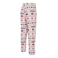 Ensemble de nuit pour homme Concepts Sport blanc/noir Cincinnati Bengals Tinsel Raglan à manches longues et pantalon