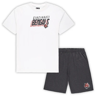 Ensemble haut et short Concepts Sport blanc/anthracite pour homme des Bengals de Cincinnati, grande taille