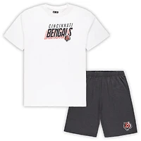 Ensemble haut et short Concepts Sport blanc/anthracite pour homme des Bengals de Cincinnati, grande taille