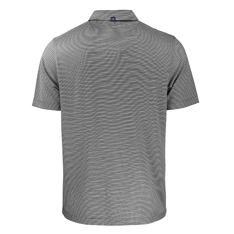 Men's Cutter & Buck  Black/White Cincinnati Bengals Helmet Big Tall Forge Eco Double Stripe Stretch Recycled Polo