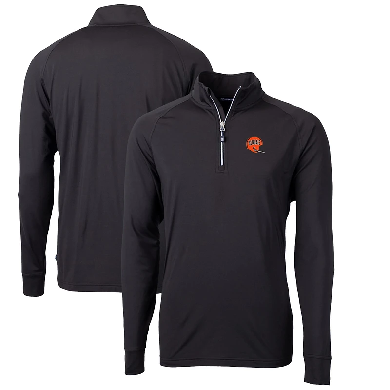 Men's Cutter & Buck Black Cincinnati Bengals Adapt Eco Knit Stretch Recycled Big Tall Quarter-Zip Throwback Pullover Top