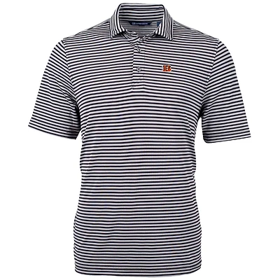 Men's Cutter & Buck Black Cincinnati Bengals Big Tall Virtue Eco Pique Stripe Recycled Polo