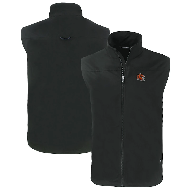 Men's Cutter & Buck  Black Cincinnati Bengals Helmet Big Tall Charter Eco Full-Zip Vest