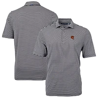 Men's Cutter & Buck  Black Cincinnati Bengals Helmet Virtue Eco Pique Stripe Recycled Polo