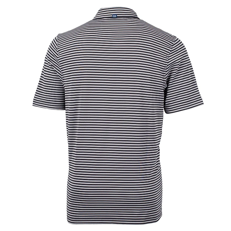 Men's Cutter & Buck  Black Cincinnati Bengals Helmet Virtue Eco Pique Stripe Recycled Polo
