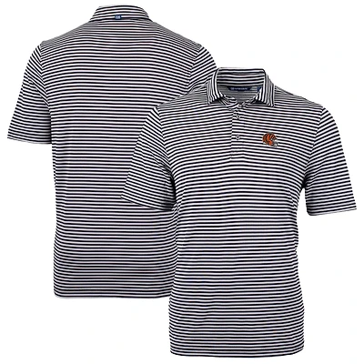 Men's Cutter & Buck  Black Cincinnati Bengals Helmet Virtue Eco Pique Stripe Recycled Polo